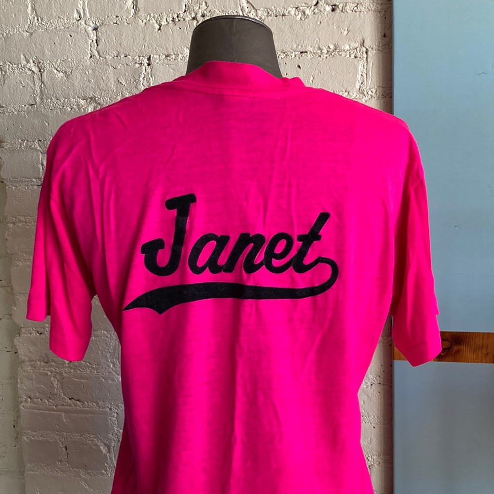 Vintage 80s neon pink Janet customized tee size M